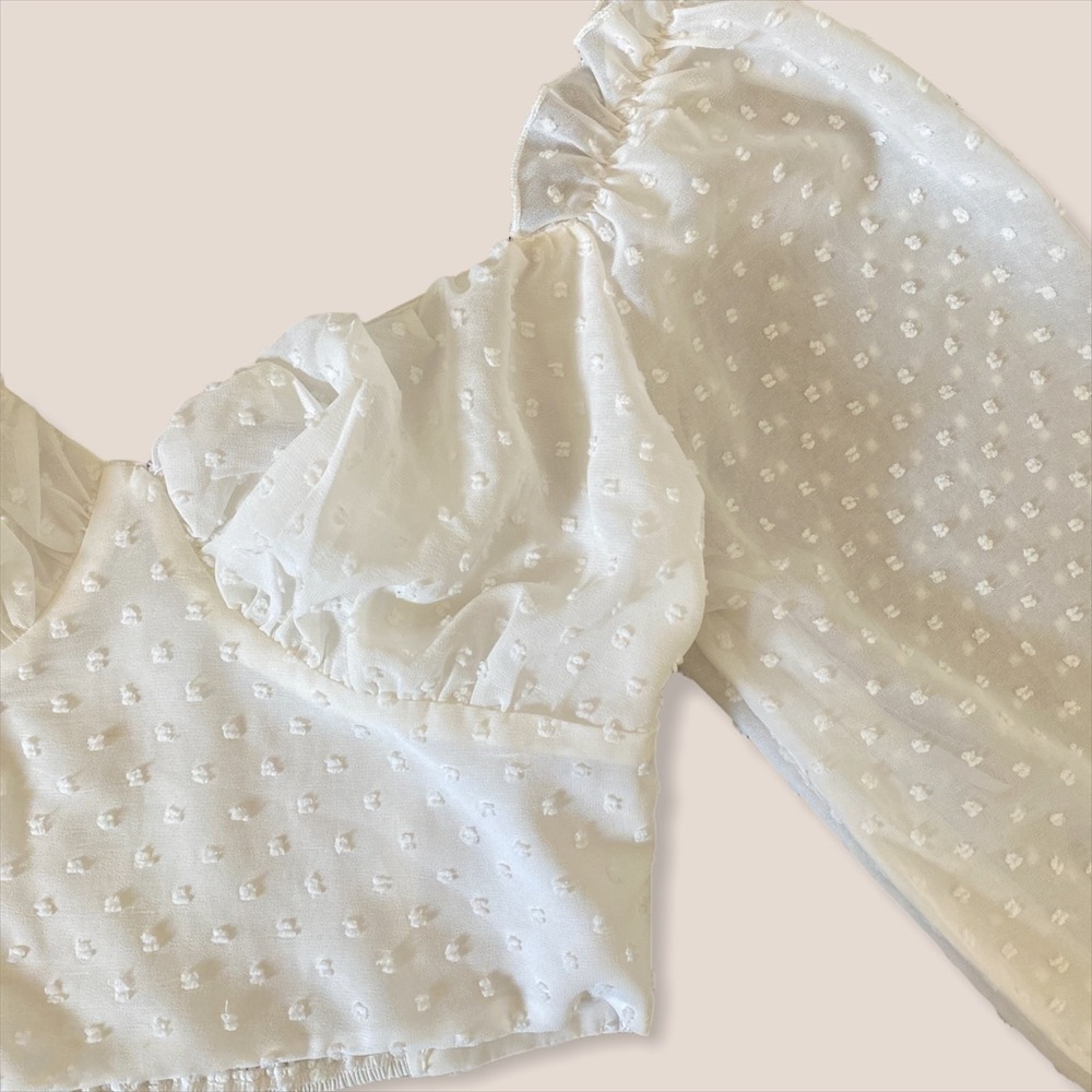 White Flowy Crop Summer Blouse